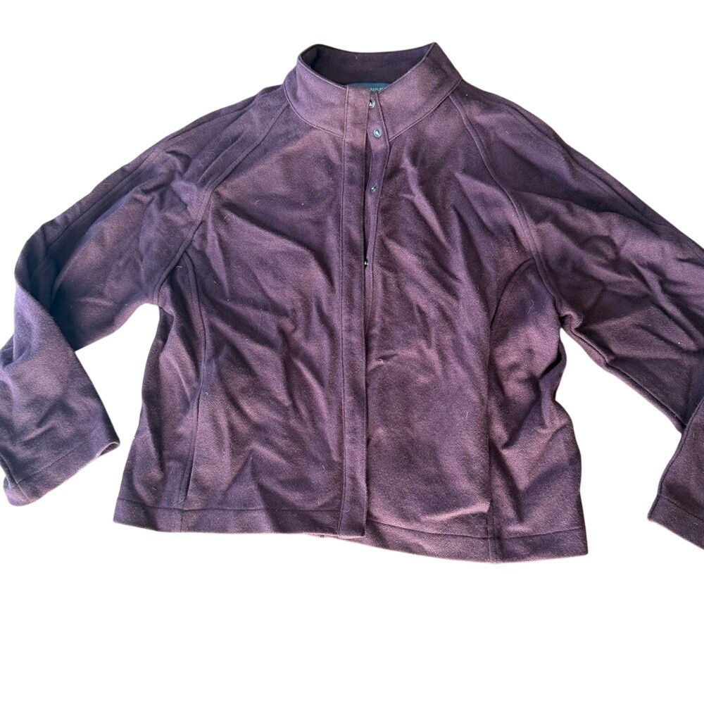Banana Republic Womens XL Wool‎ Blend Mock Neck Snap Front Jacket Deep Brown XL